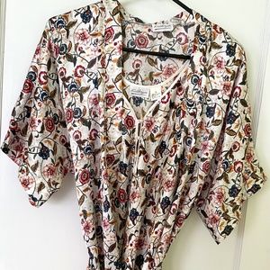Katherine Two-piece Flowered Chemise and Tie Robe Set in S/M